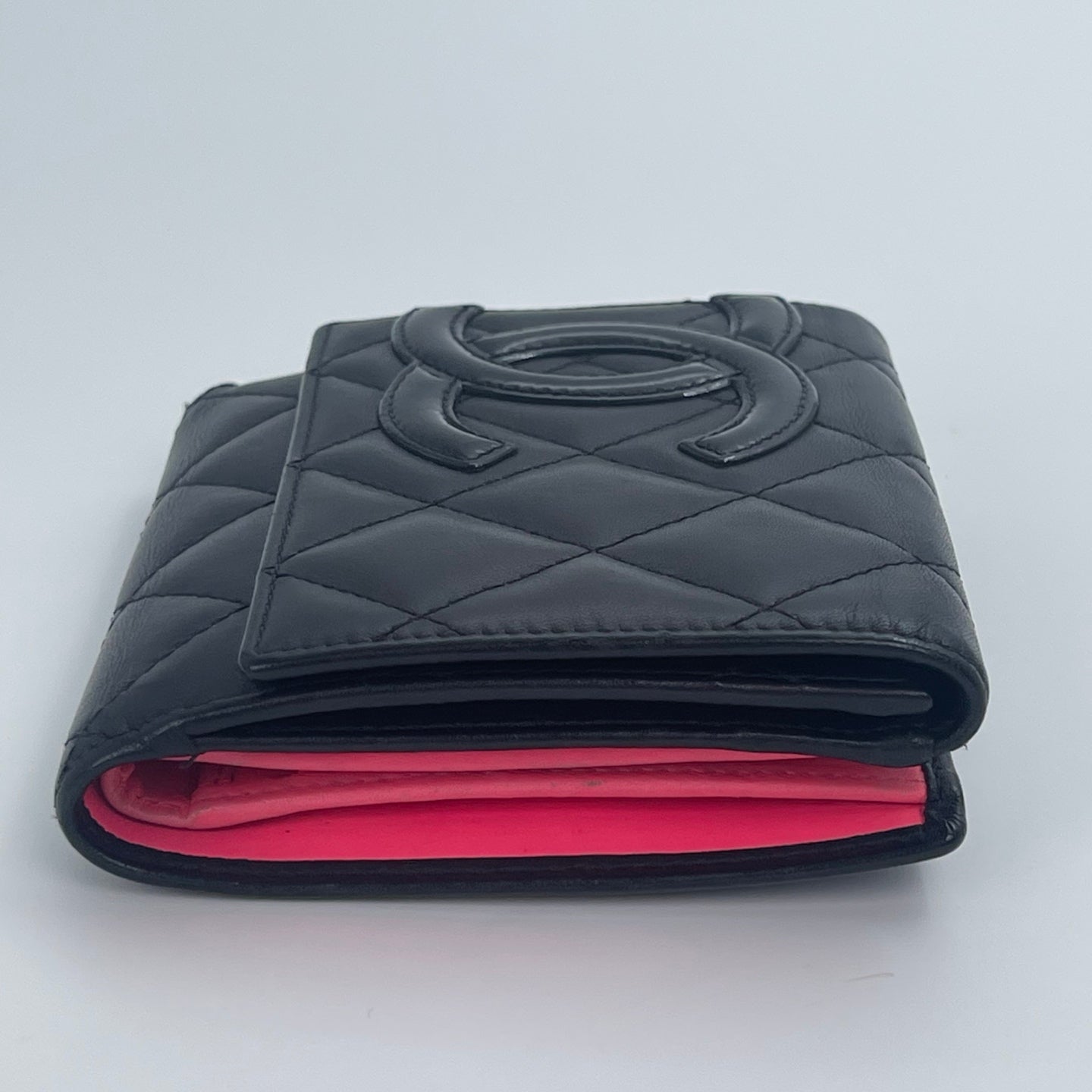 Chanel Cambon Ligne Compact Bi-Fold Wallet – Black / Neon Pink [Used]