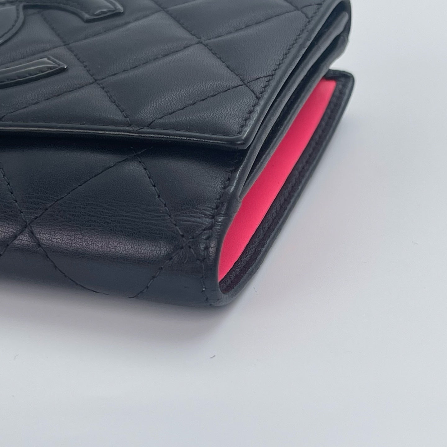 Chanel Cambon Ligne Compact Bi-Fold Wallet – Black / Neon Pink [Used]