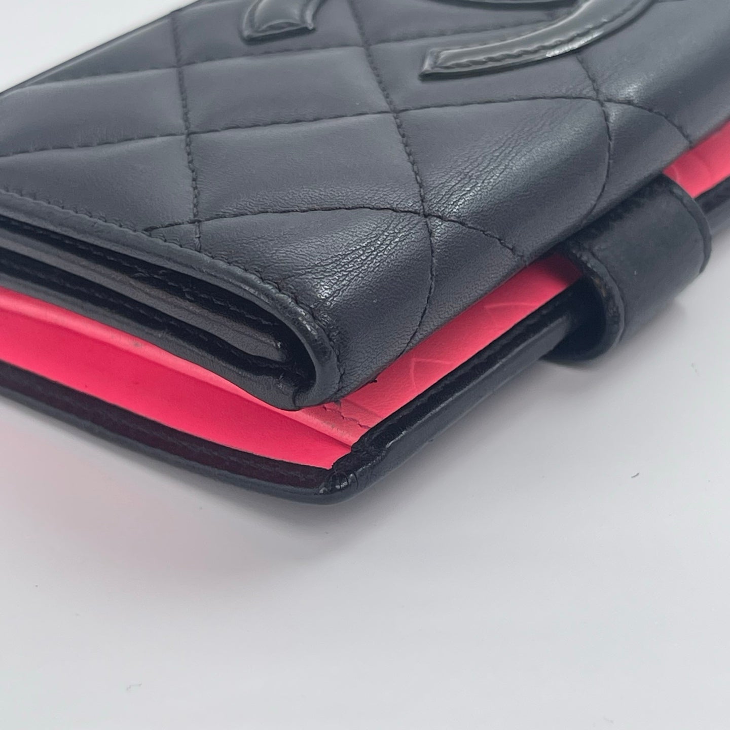 Chanel Cambon Ligne Compact Bi-Fold Wallet – Black / Neon Pink [Used]