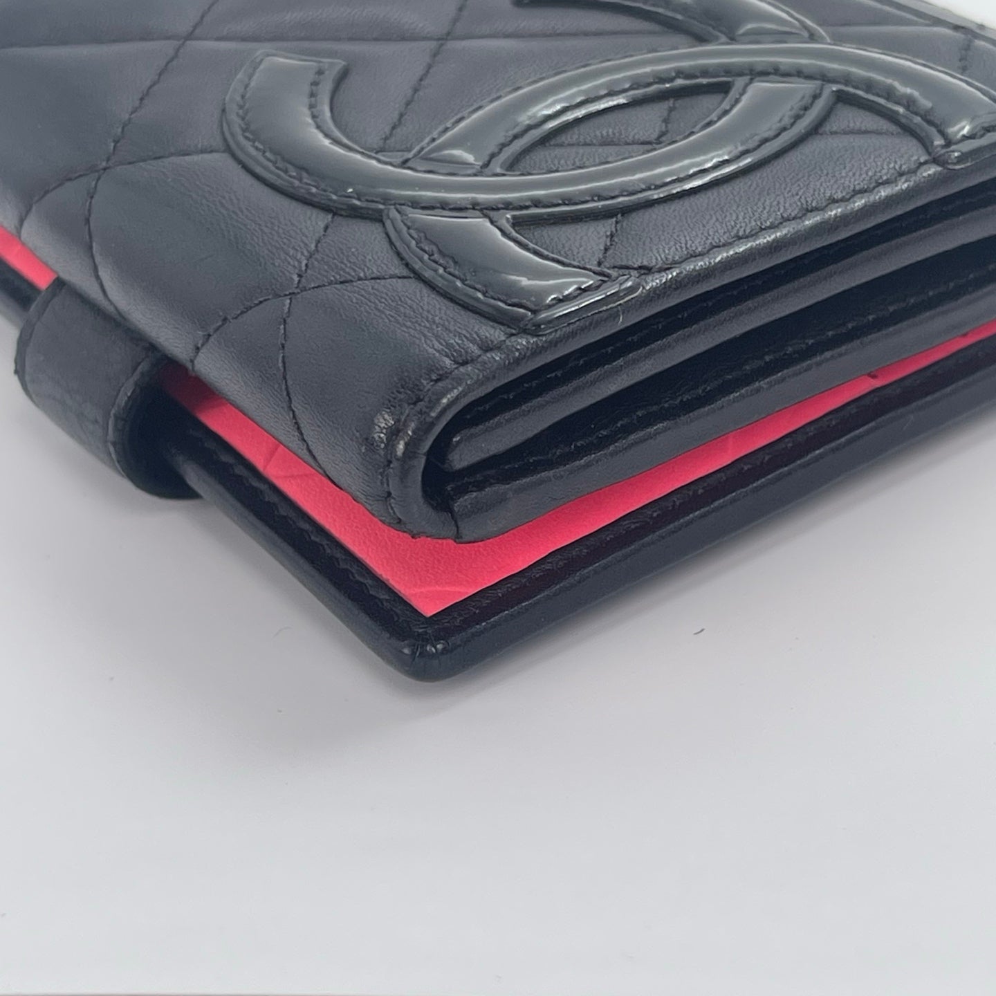 Chanel Cambon Ligne Compact Bi-Fold Wallet – Black / Neon Pink [Used]