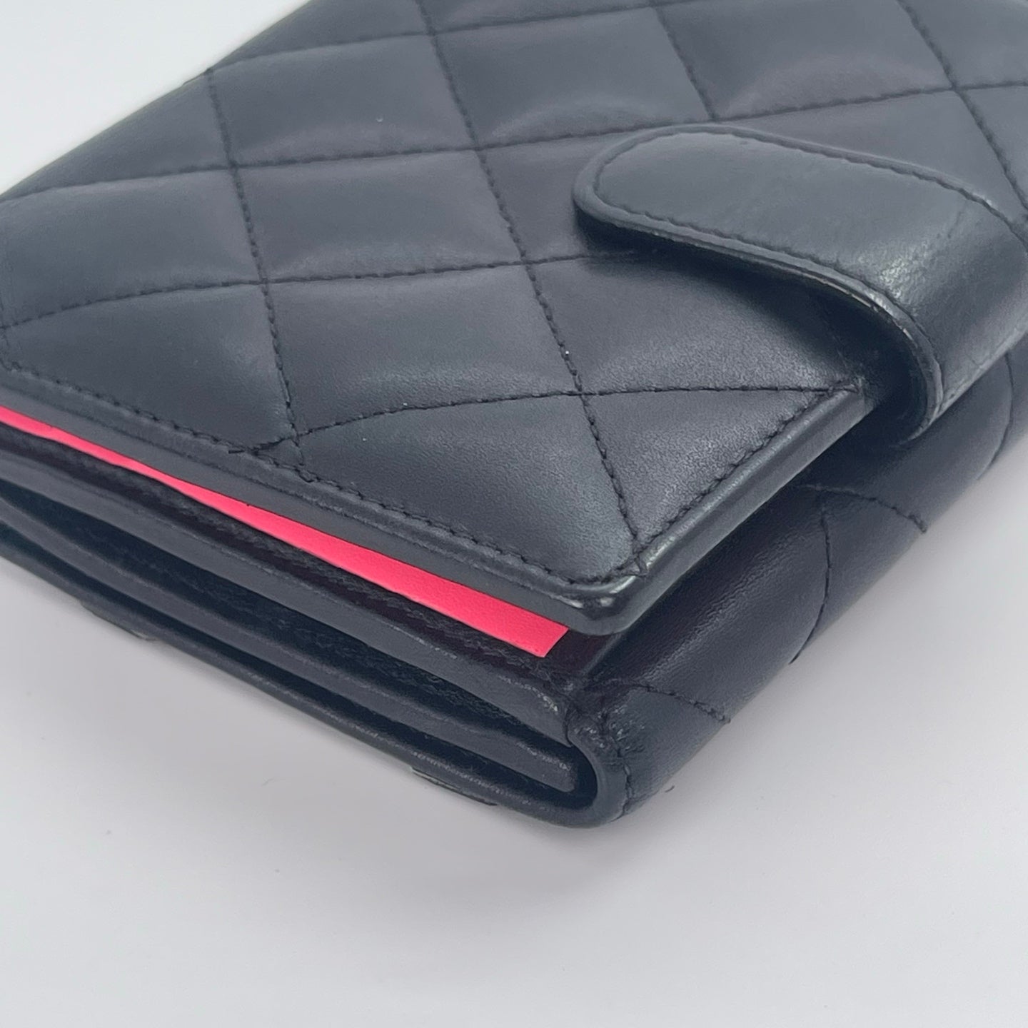 Chanel Cambon Ligne Compact Bi-Fold Wallet – Black / Neon Pink [Used]