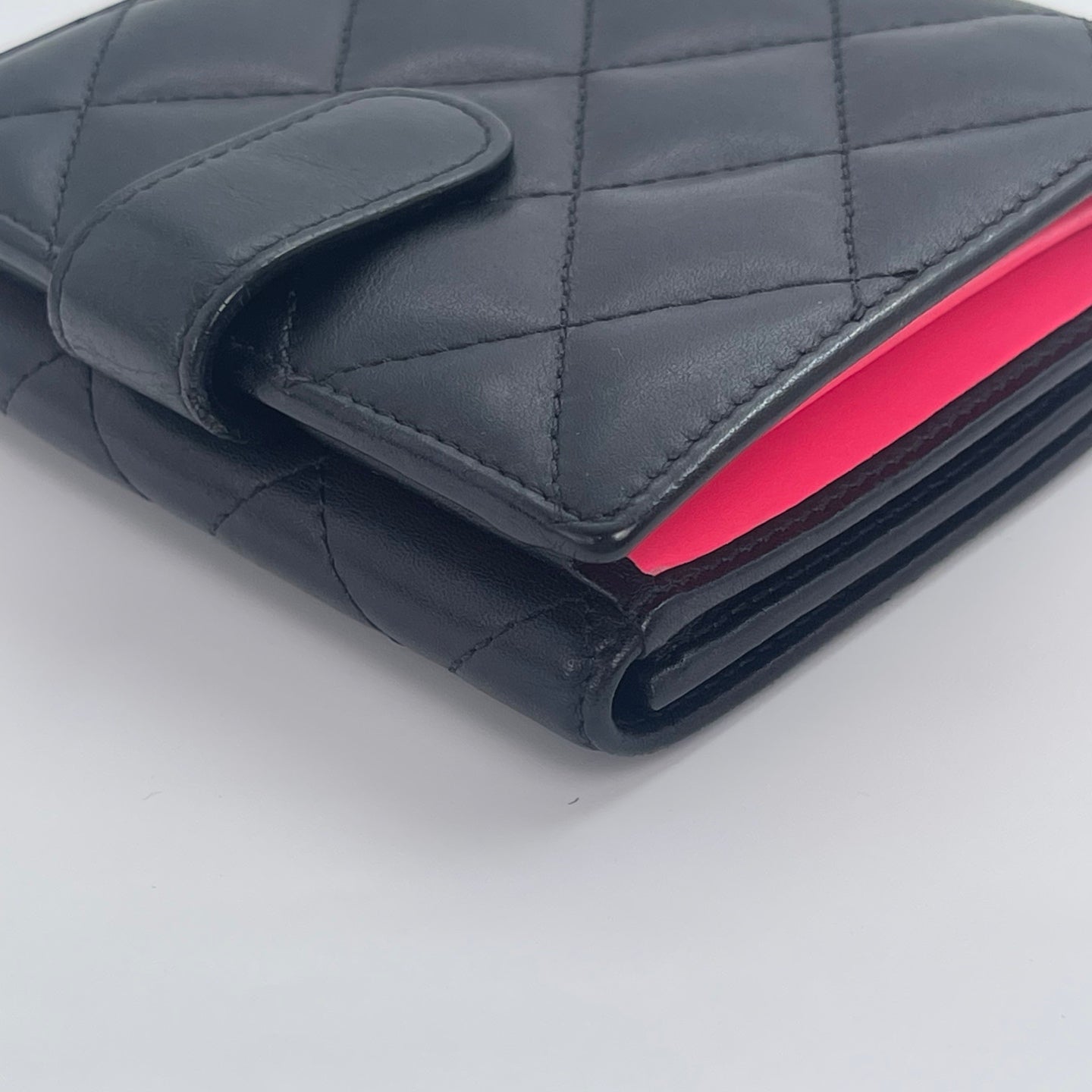 Chanel Cambon Ligne Compact Bi-Fold Wallet – Black / Neon Pink [Used]