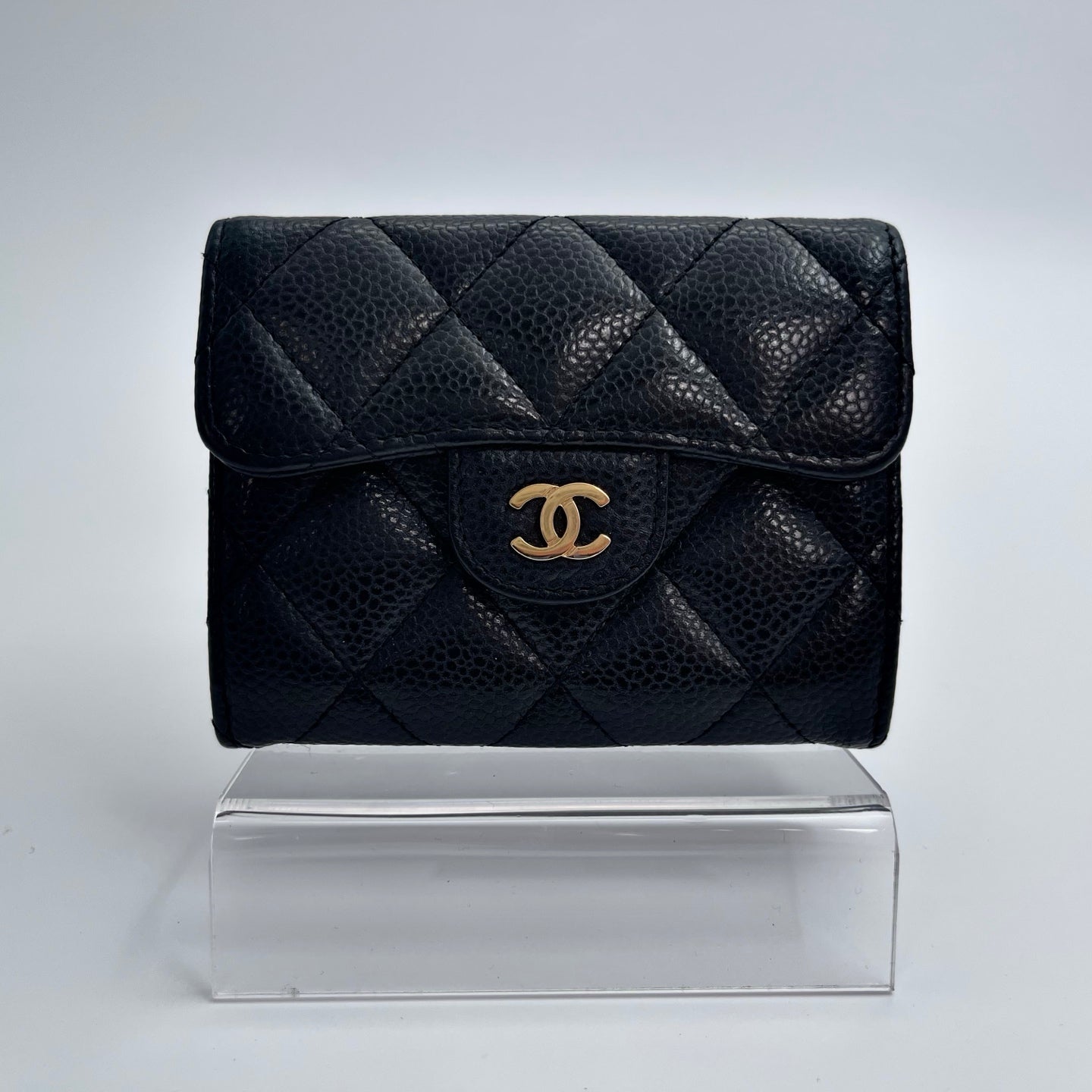 Chanel Quilted Caviar Leather Card Holder – Black/Gold [Used]