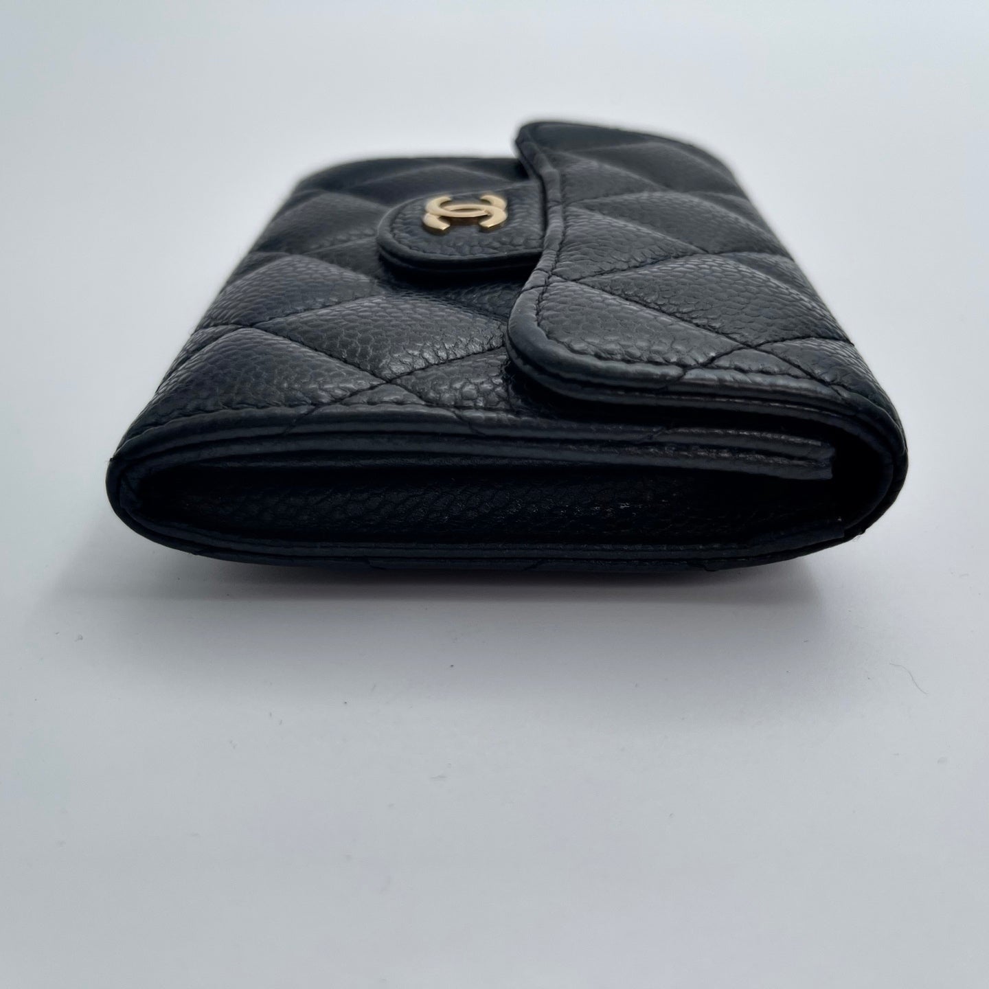 Chanel Quilted Caviar Leather Card Holder – Black/Gold [Used]