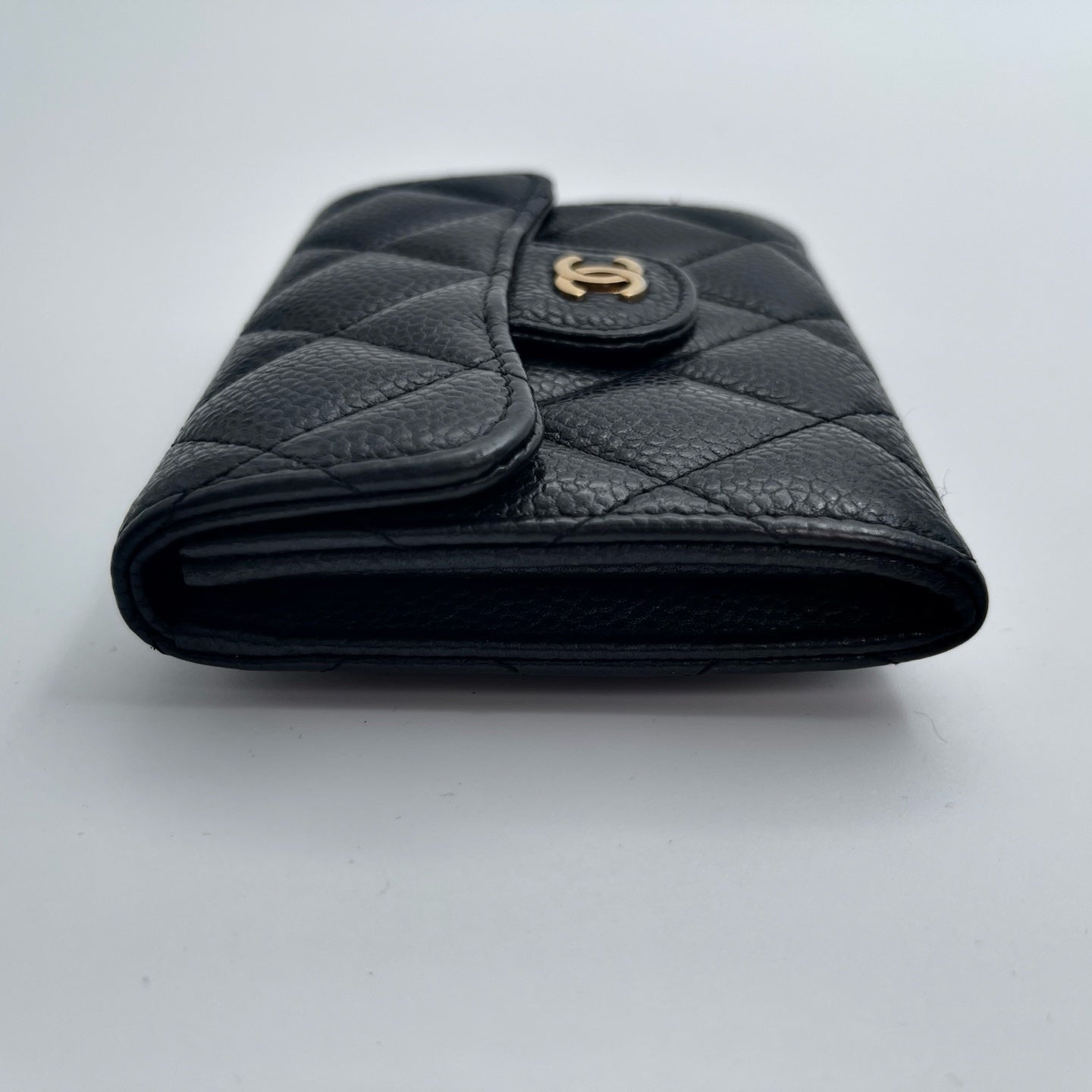 Chanel Quilted Caviar Leather Card Holder – Black/Gold [Used]