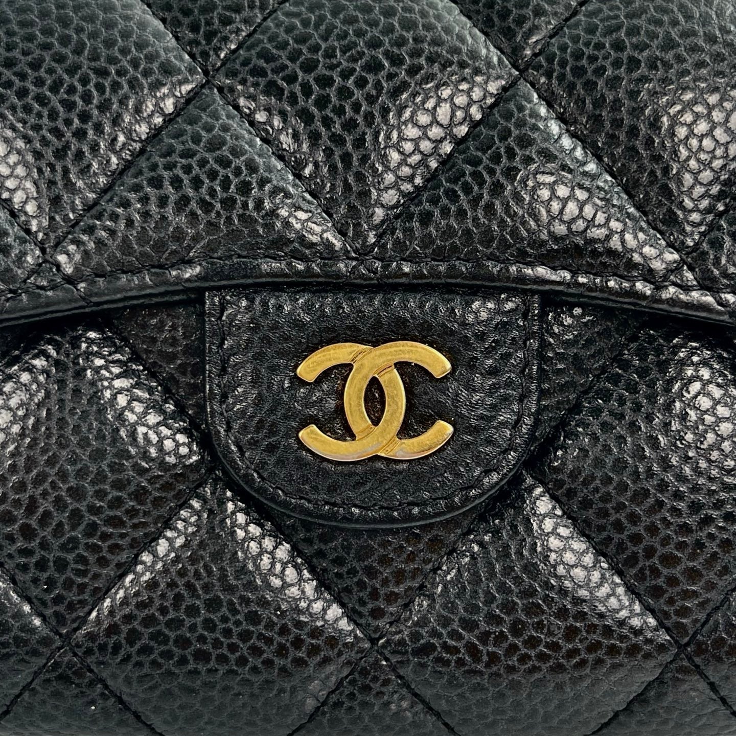 Chanel Quilted Caviar Leather Card Holder – Black/Gold [Used]
