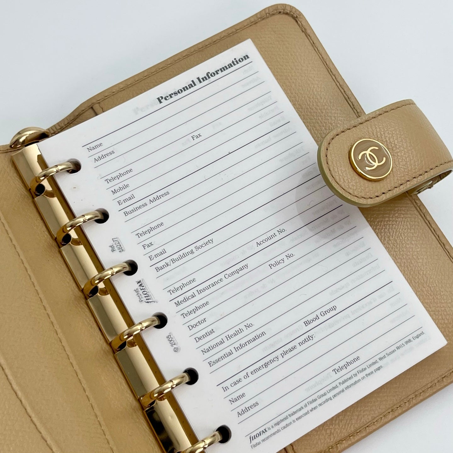 Chanel Caviar Leather CC Logo Six-Ring Agenda Cover – Khaki [Used]