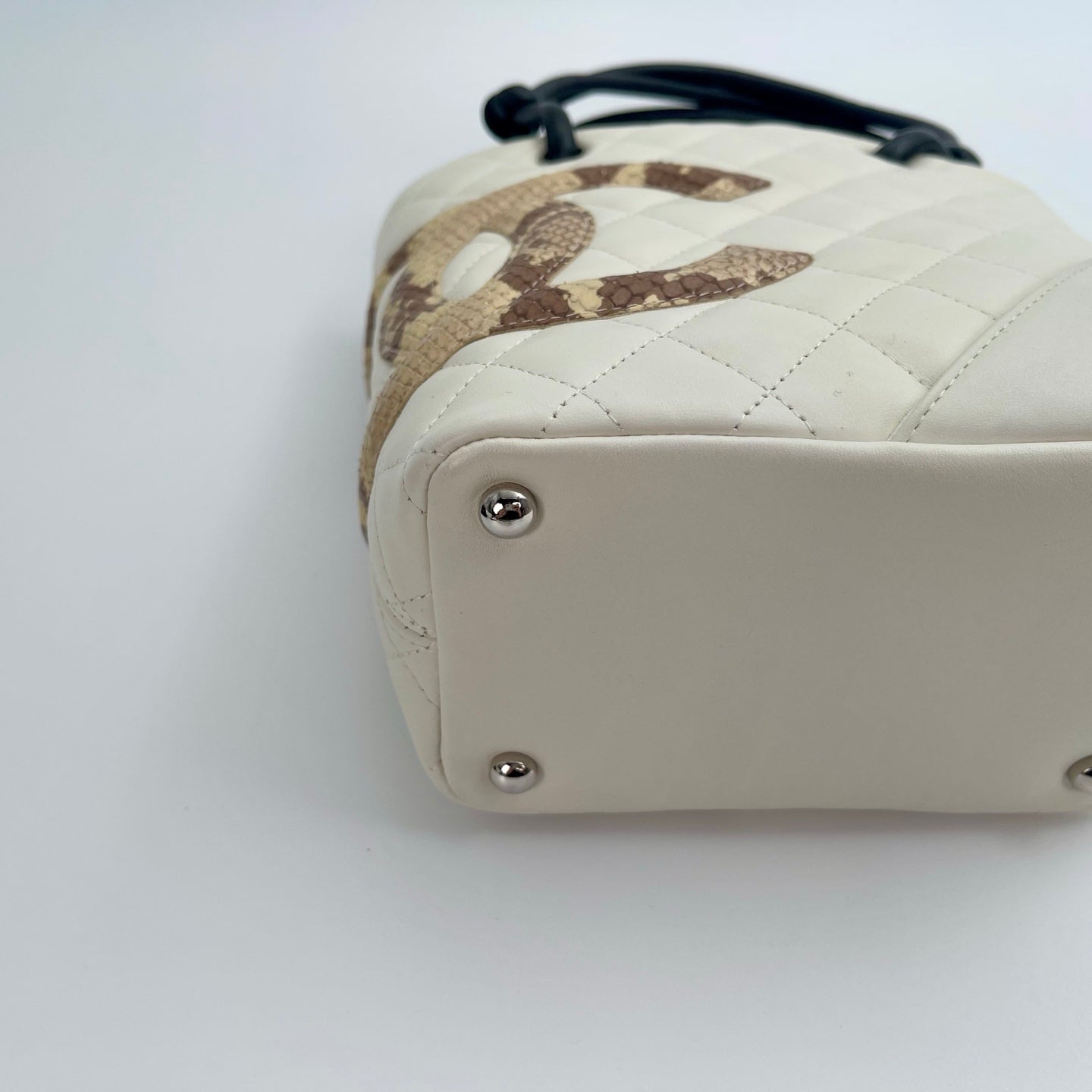 Chanel Pearl White Calfskin Python Trim Cambon Ligne Tote Bag – Pearl White [Used]