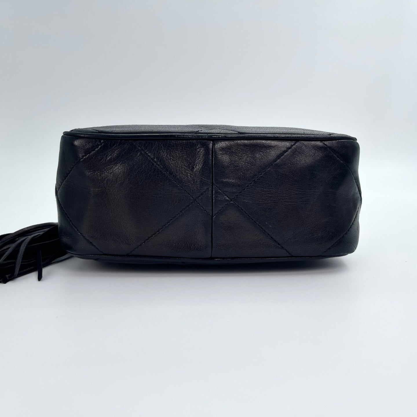 Chanel Black Lambskin Double-Sided CC Tassel Chain Camera Bag – Black/Gold [Used]