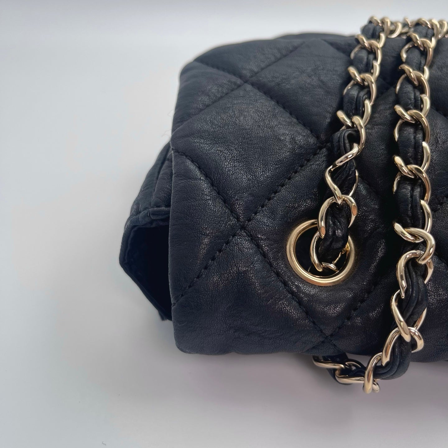 Chanel Black and Gold Lambskin Puffy Classic Flap Shoulder Bag – Black/Gold [Used]