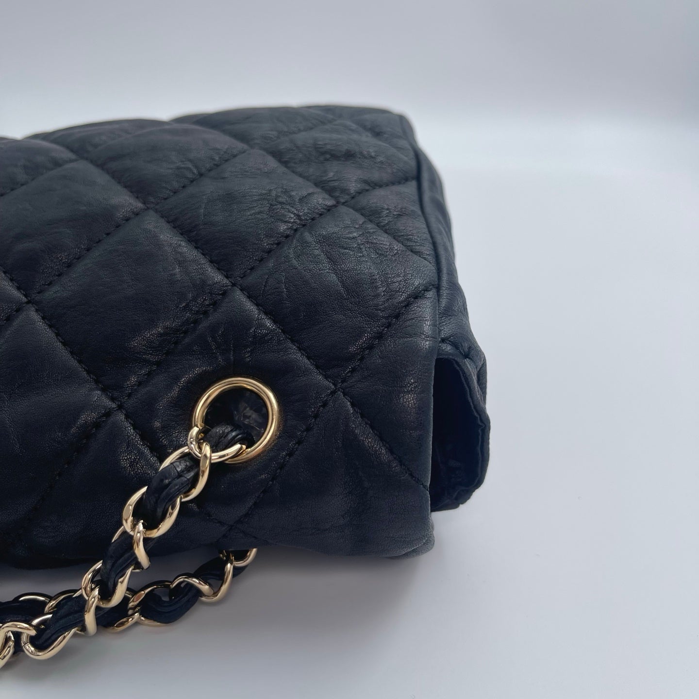 Chanel Black and Gold Lambskin Puffy Classic Flap Shoulder Bag – Black/Gold [Used]