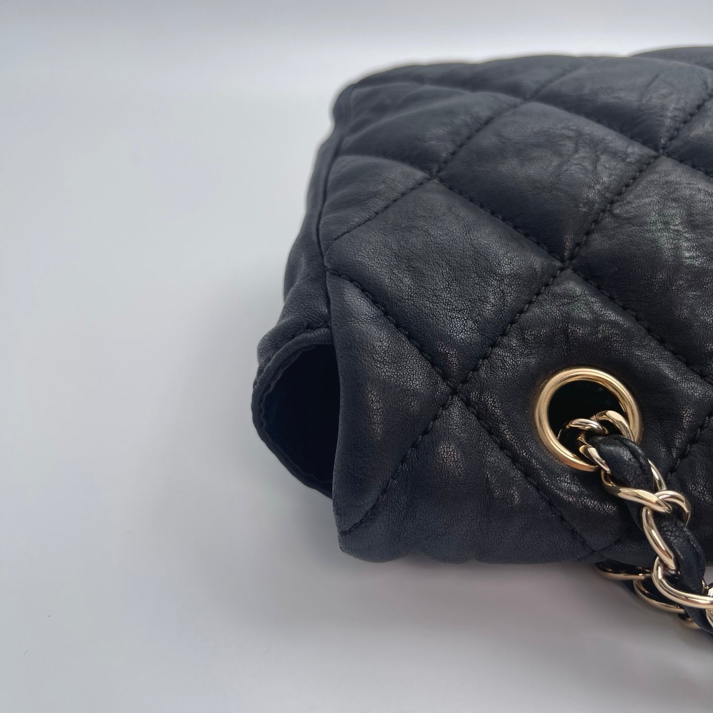 Chanel Black and Gold Lambskin Puffy Classic Flap Shoulder Bag – Black/Gold [Used]