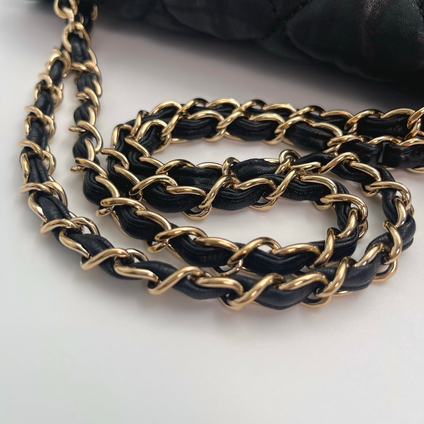 Chanel Black and Gold Lambskin Puffy Classic Flap Shoulder Bag – Black/Gold [Used]