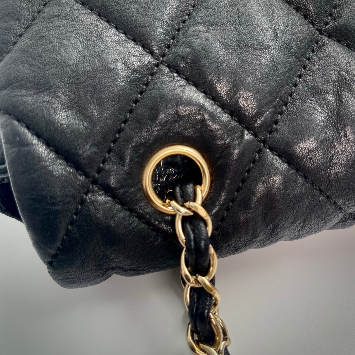 Chanel Black and Gold Lambskin Puffy Classic Flap Shoulder Bag – Black/Gold [Used]