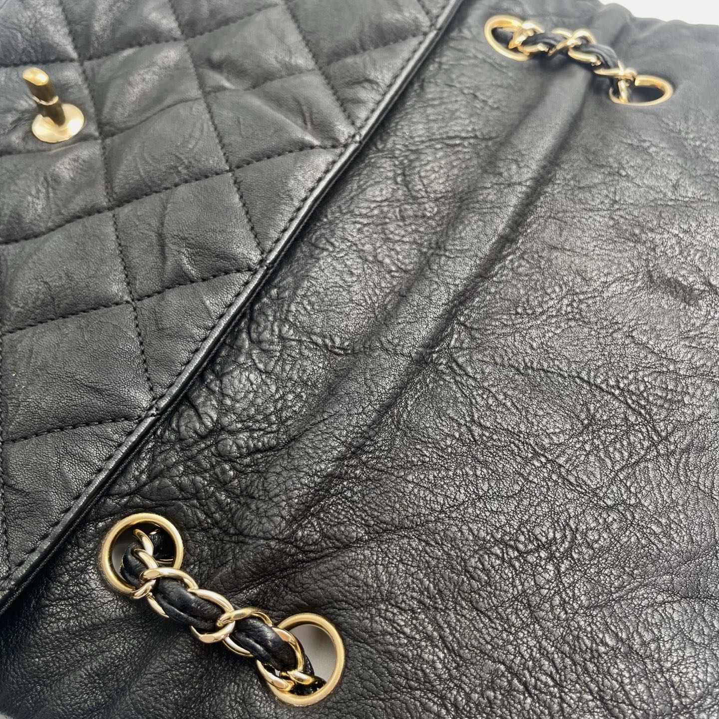 Chanel Black and Gold Lambskin Puffy Classic Flap Shoulder Bag – Black/Gold [Used]