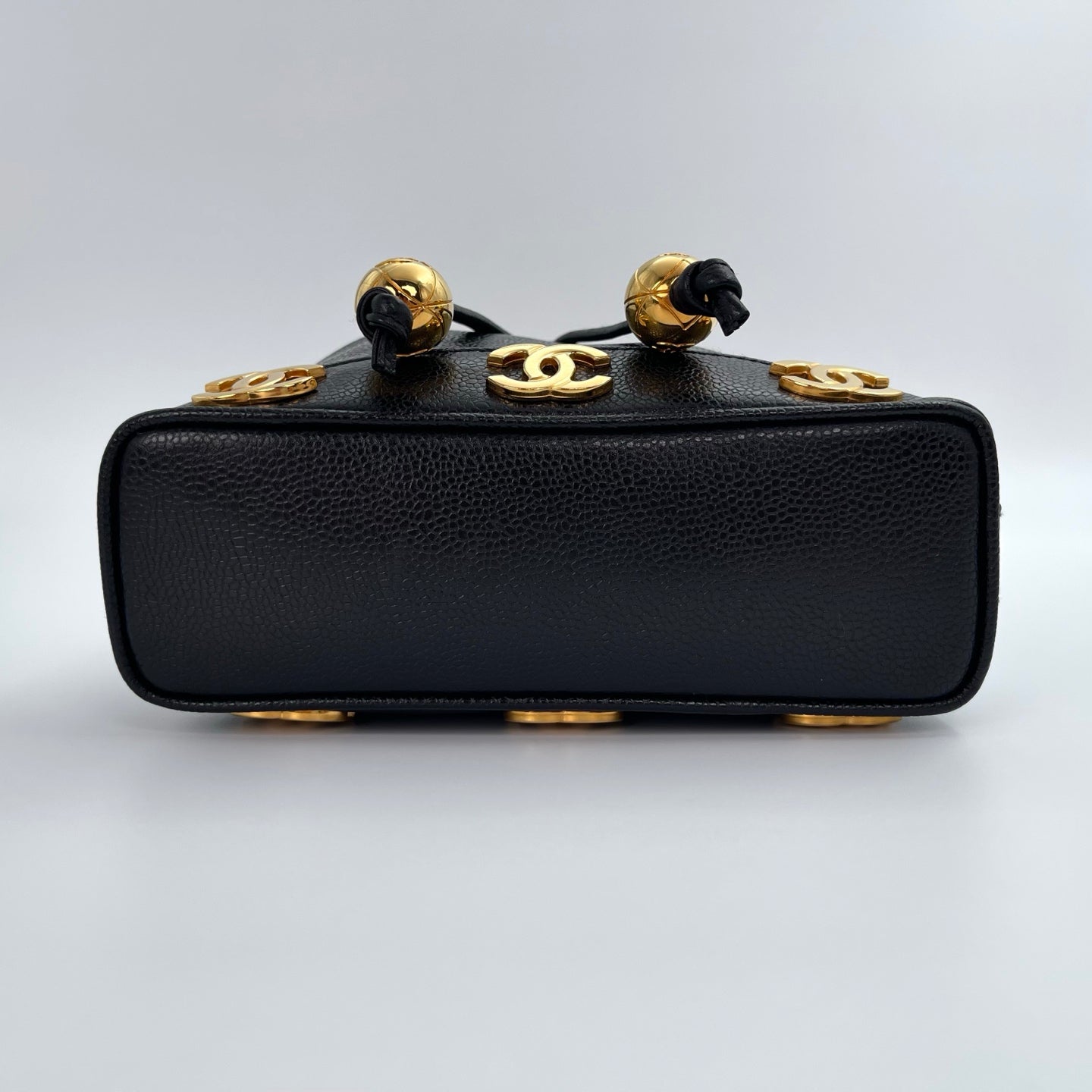 Chanel Black Caviar Leather Small Triple CC Bucket Bag – Black/Gold [Like New]
