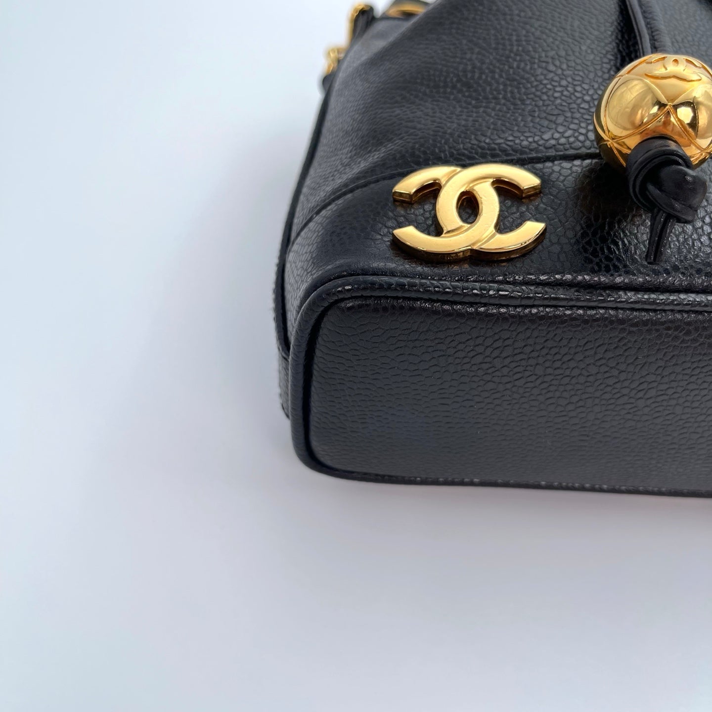 Chanel Black Caviar Leather Small Triple CC Bucket Bag – Black/Gold [Like New]