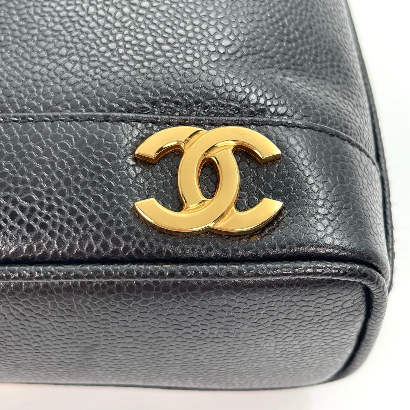 Chanel Black Caviar Leather Small Triple CC Bucket Bag – Black/Gold [Like New]