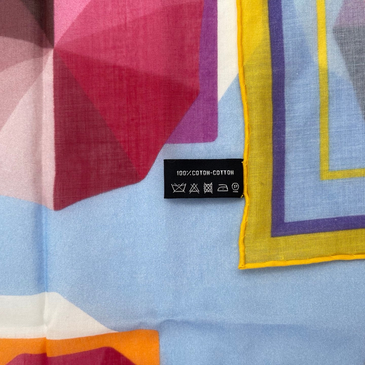 Chanel Blue Umbrella Print Cotton Square Scarf with Yellow Border – Blue/Multicolor [Full Set/Like New]