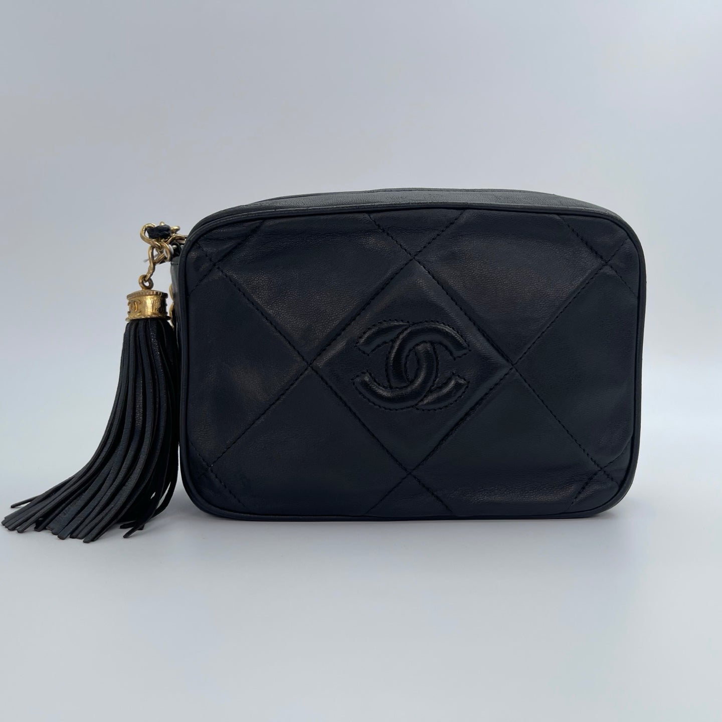 Chanel Black/Gold Lambskin Double-Sided CC Tassel Chain Camera Bag [Used]