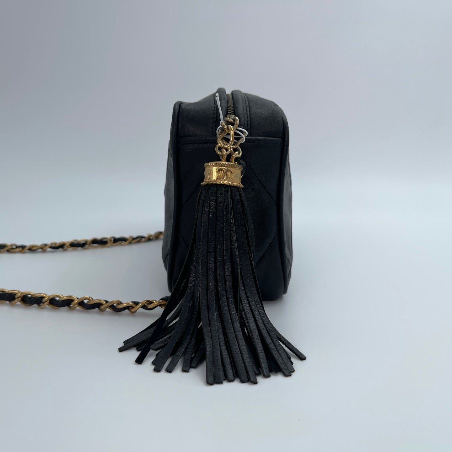 Chanel Black/Gold Lambskin Double-Sided CC Tassel Chain Camera Bag [Used]