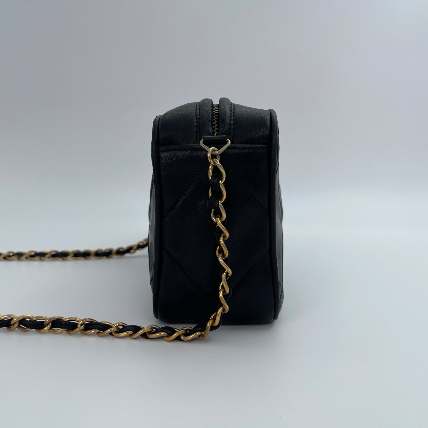 Chanel Black/Gold Lambskin Double-Sided CC Tassel Chain Camera Bag [Used]