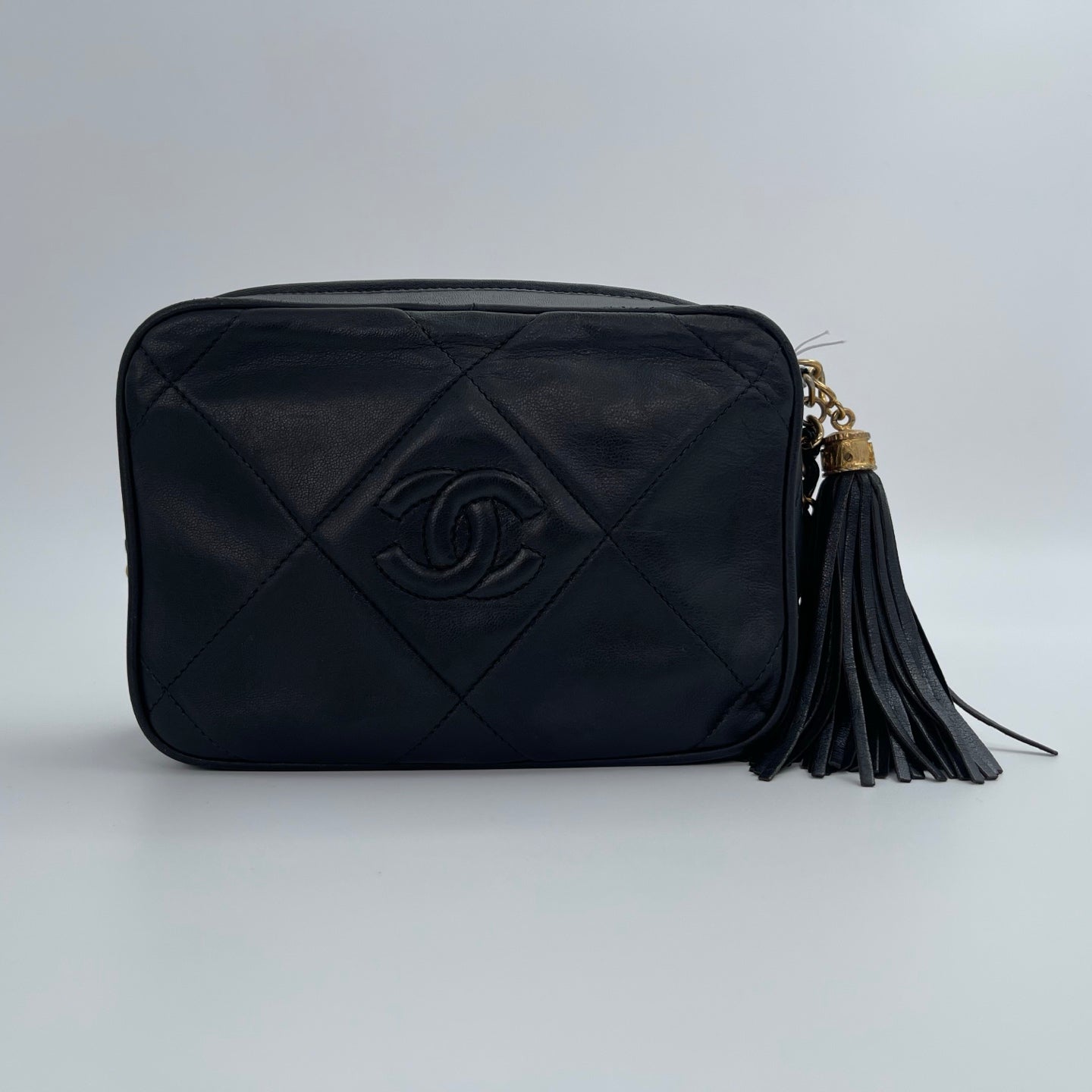 Chanel Black/Gold Lambskin Double-Sided CC Tassel Chain Camera Bag [Used]