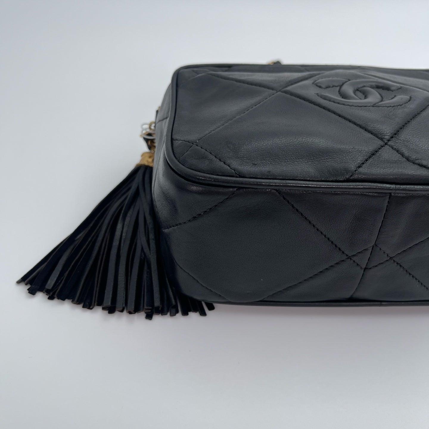 Chanel Black/Gold Lambskin Double-Sided CC Tassel Chain Camera Bag [Used]