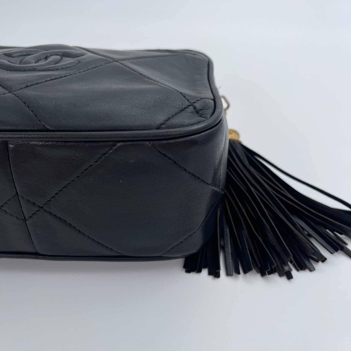 Chanel Black/Gold Lambskin Double-Sided CC Tassel Chain Camera Bag [Used]