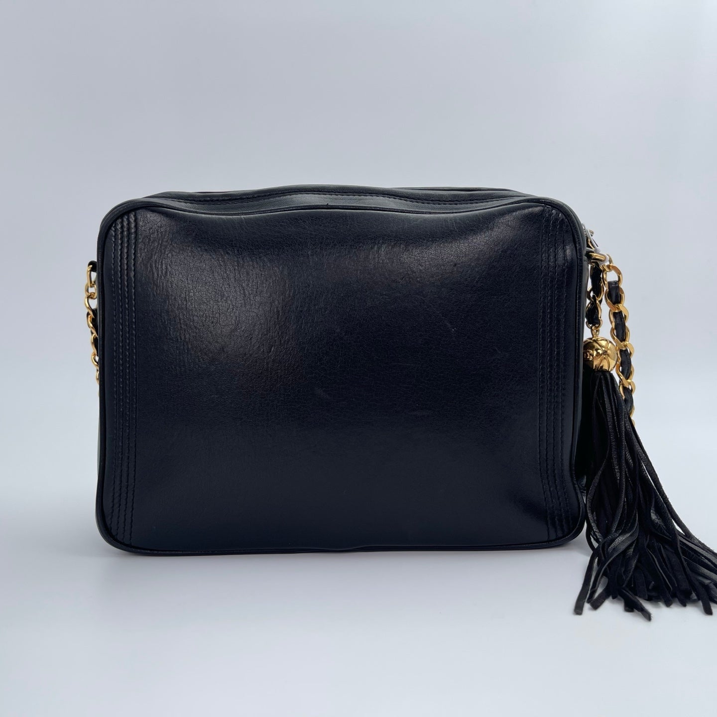 Chanel Black Lambskin Chain Shoulder Bag with Fringe [Used]