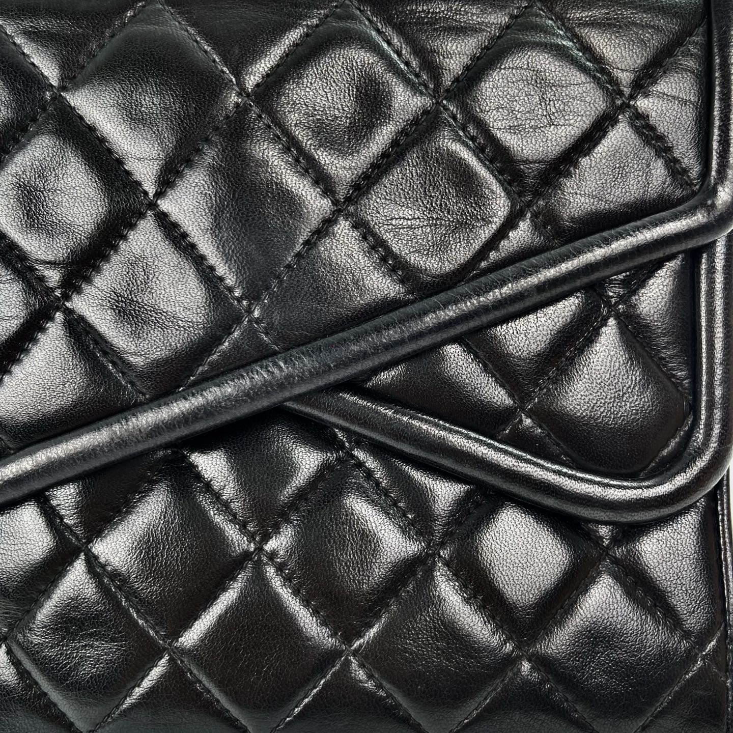 Chanel Black Lambskin Tassel Asymmetrical Double Flap Bag  [Used]