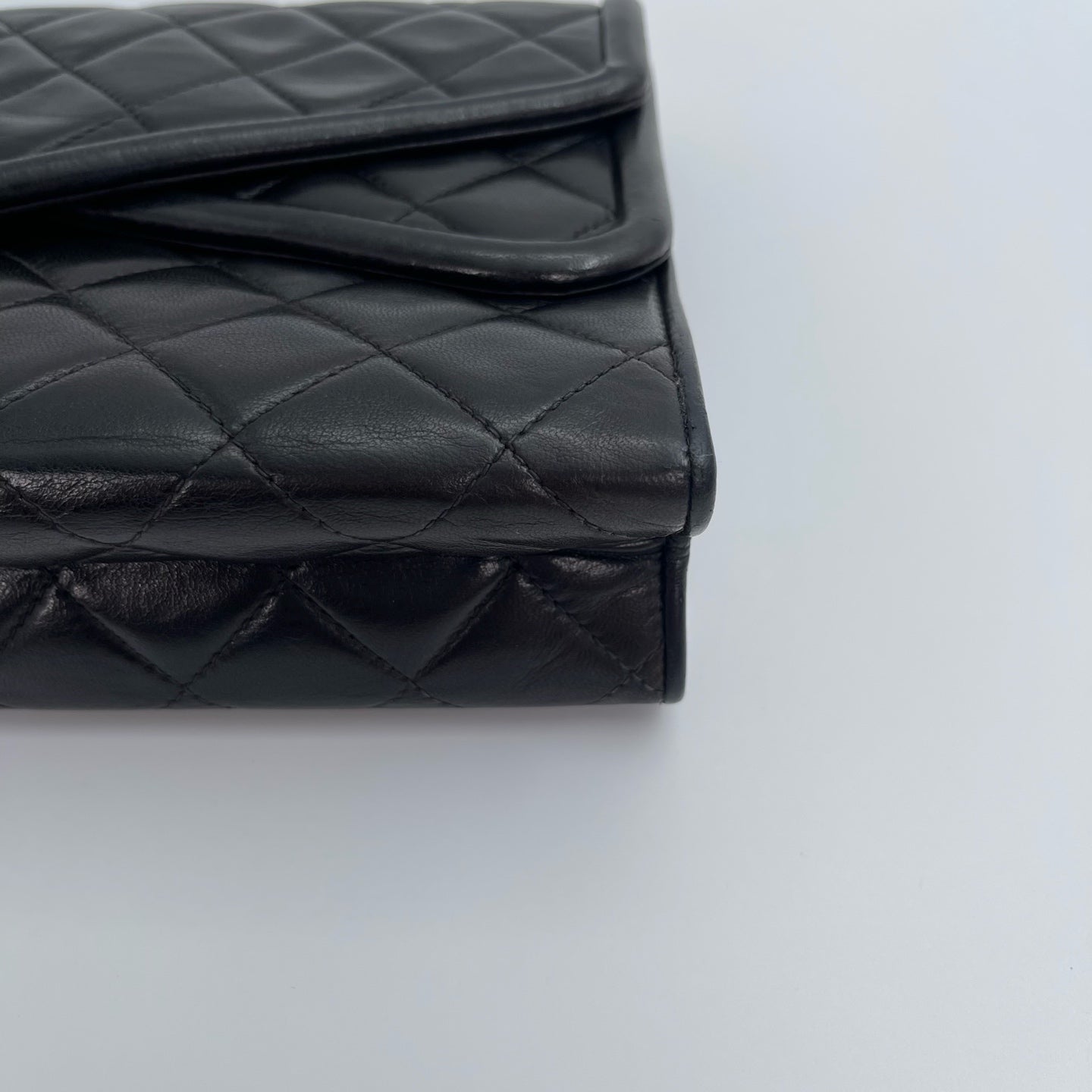 Chanel Black Lambskin Tassel Asymmetrical Double Flap Bag  [Used]