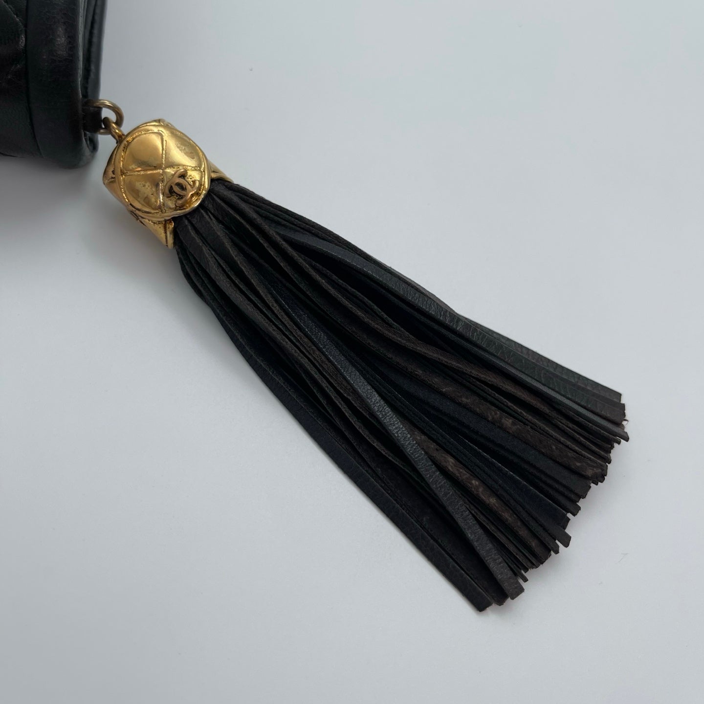 Chanel Black Lambskin Tassel Asymmetrical Double Flap Bag  [Used]