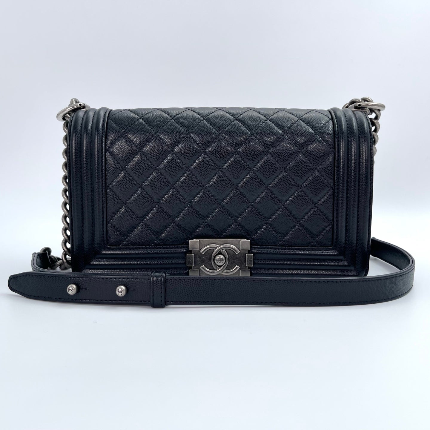 Chanel Le Boy Black Caviar Leather Medium[used]