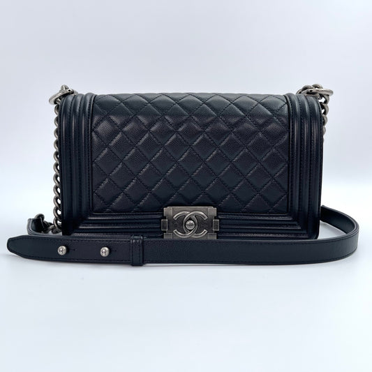 Chanel Le Boy Black Caviar Leather Medium[used]