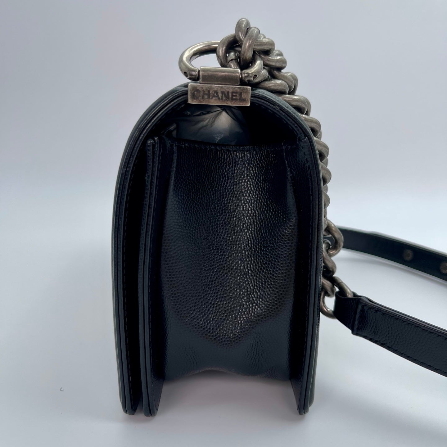 Chanel Le Boy Black Caviar Leather Medium[used]