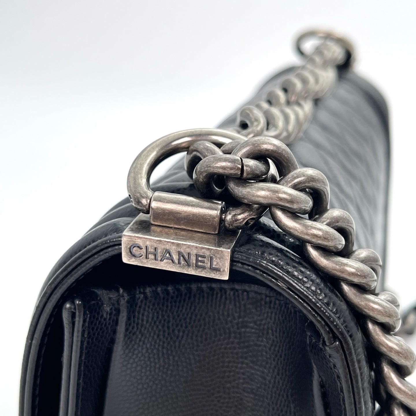 Chanel Le Boy Black Caviar Leather Medium[used]