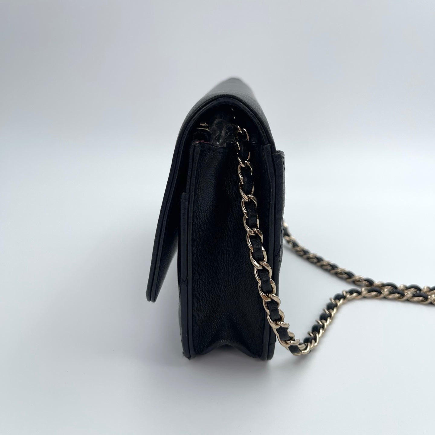 Chanel WOC Black Quilted Lambskin Chain Bag [Used]