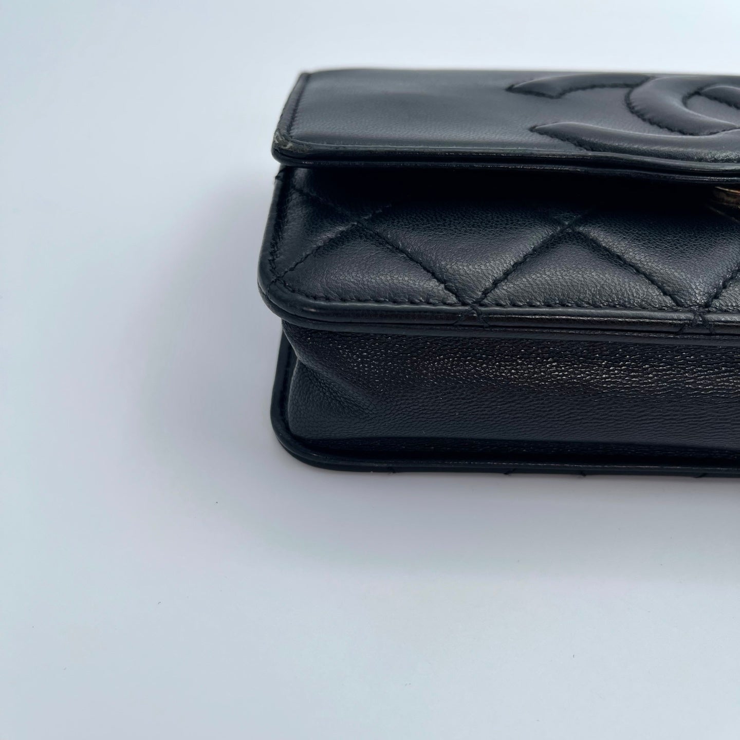 Chanel WOC Black Quilted Lambskin Chain Bag [Used]