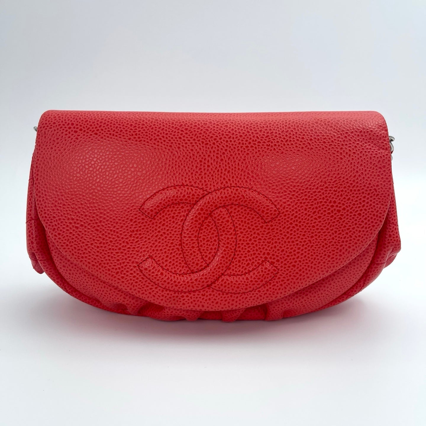 Chanel Lobster Red Caviar Half Moon WOC Wallet On Chain Purse Bag [Used]