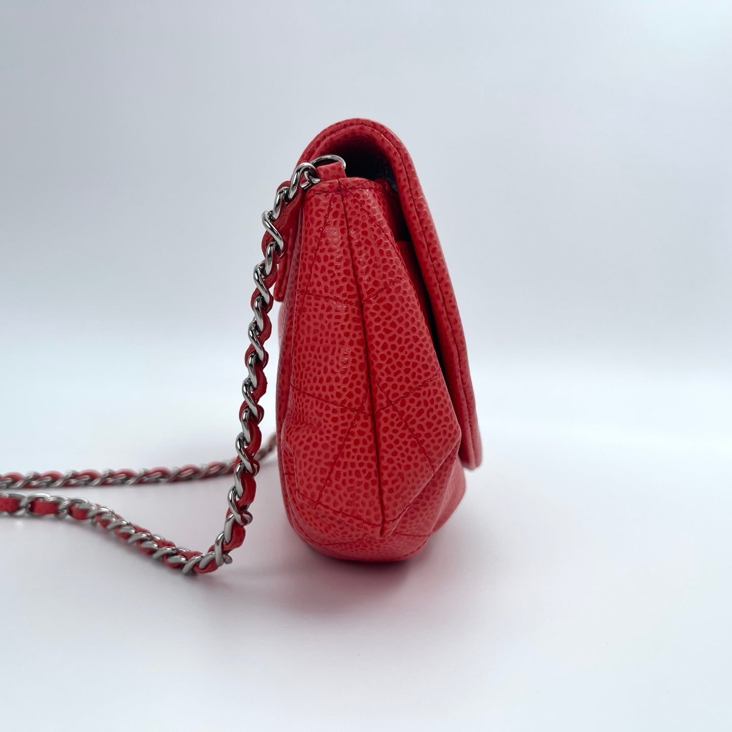 Chanel Lobster Red Caviar Half Moon WOC Wallet On Chain Purse Bag [Used]