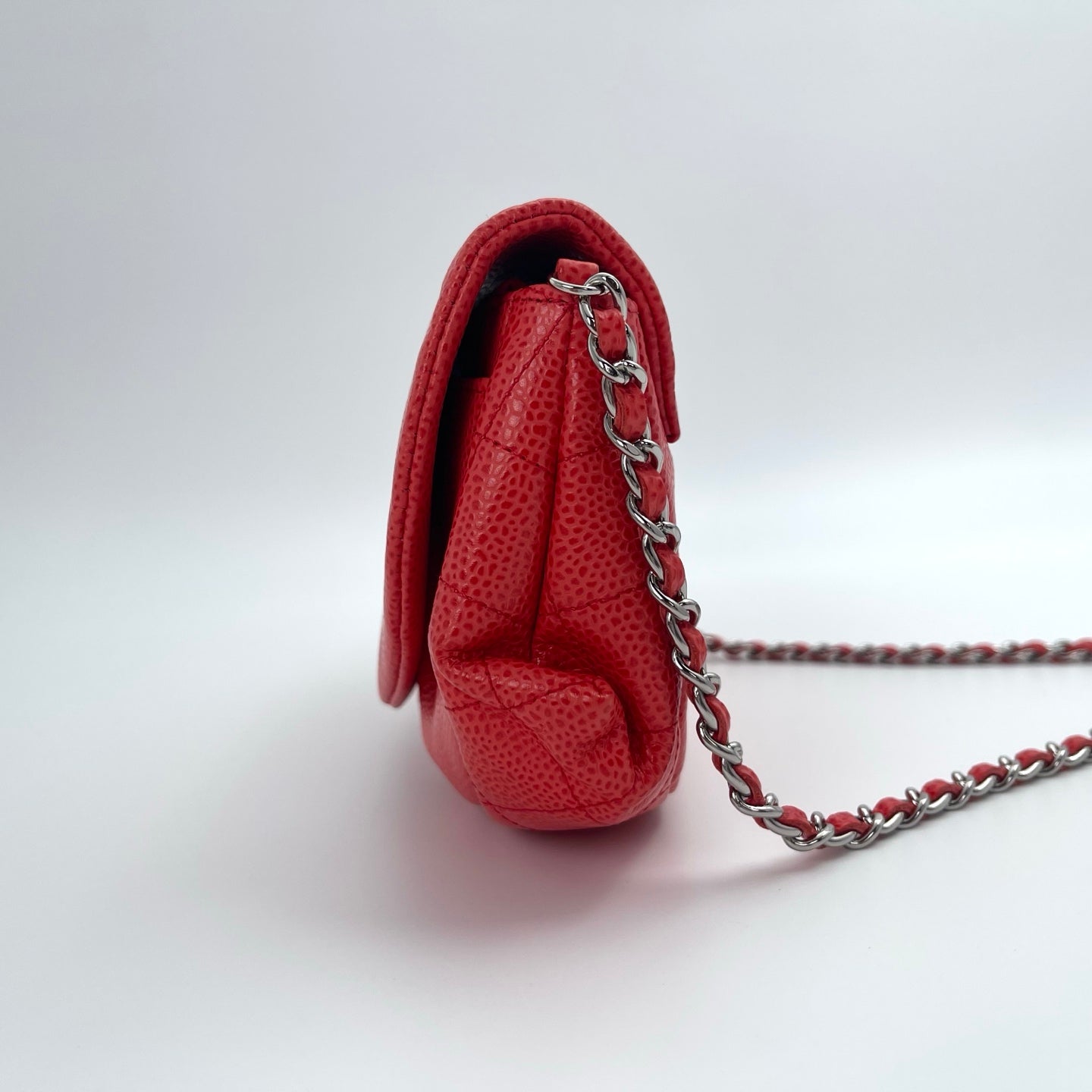 Chanel Lobster Red Caviar Half Moon WOC Wallet On Chain Purse Bag [Used]