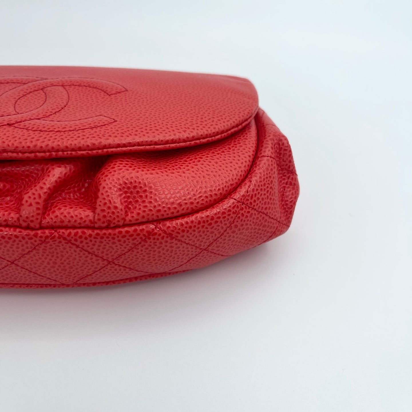 Chanel Lobster Red Caviar Half Moon WOC Wallet On Chain Purse Bag [Used]