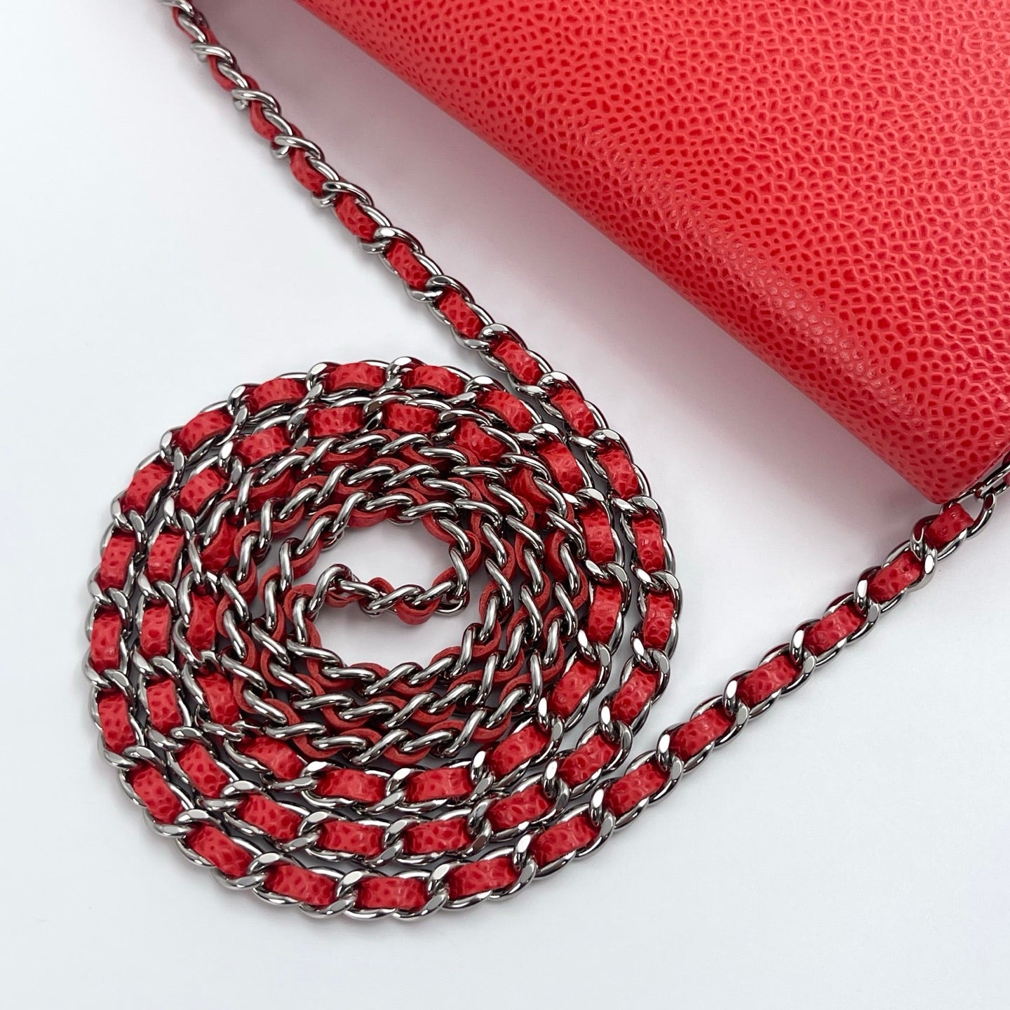 Chanel Lobster Red Caviar Half Moon WOC Wallet On Chain Purse Bag [Used]