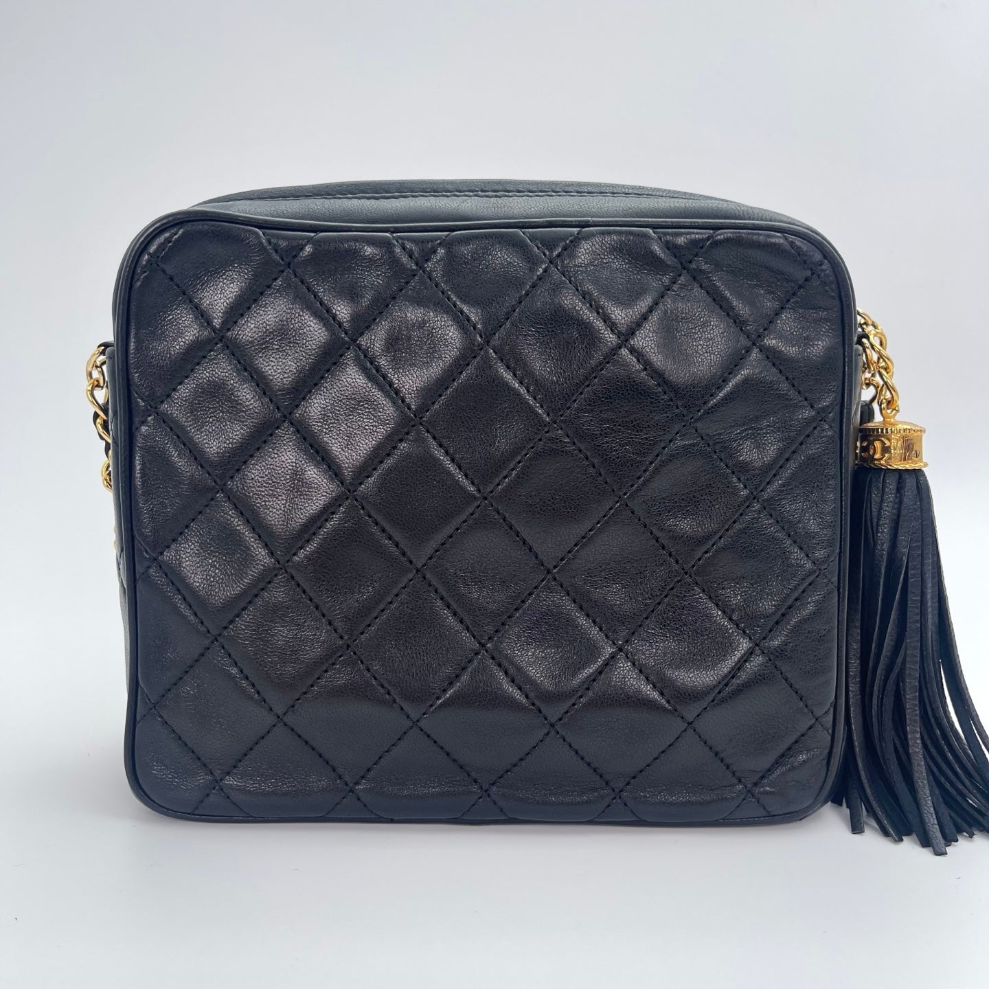 Chanel Black Lambskin Matelassé Fringe Chain Shoulder Bag [Used]