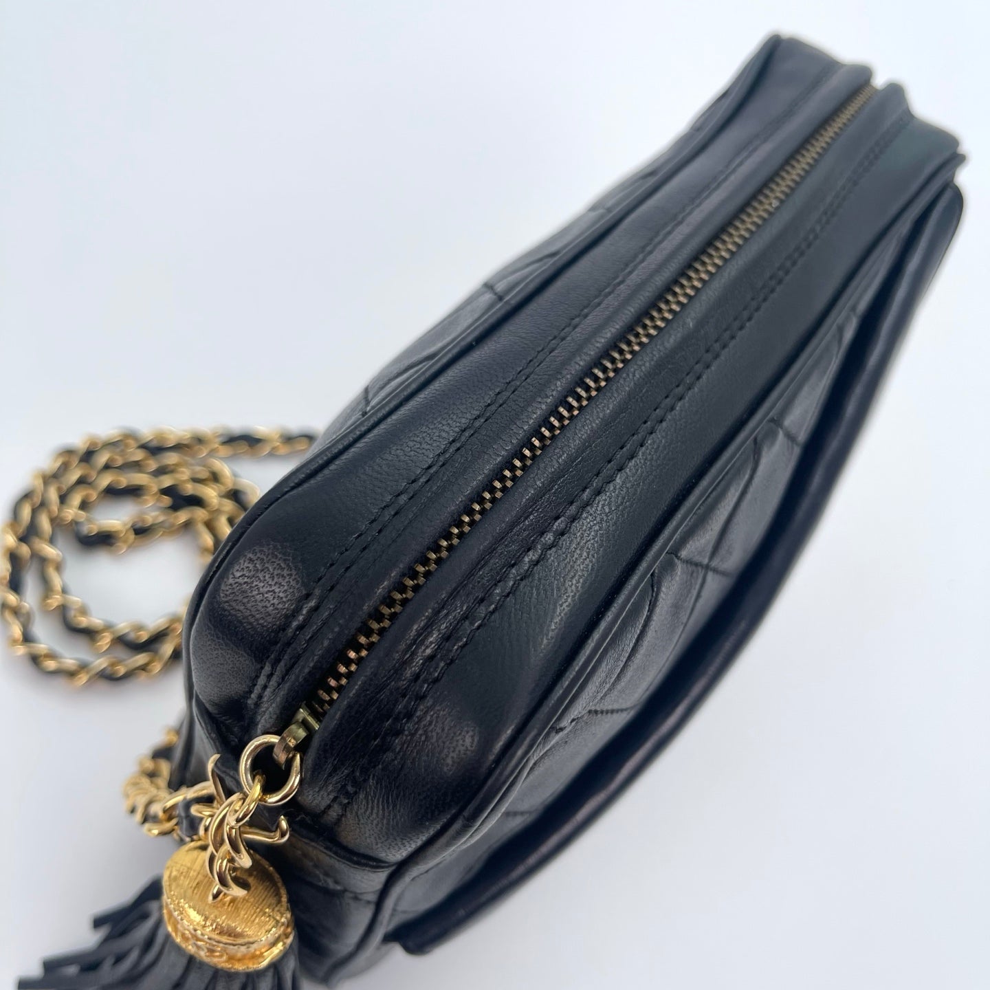 Chanel Black Lambskin Matelassé Fringe Chain Shoulder Bag [Used]