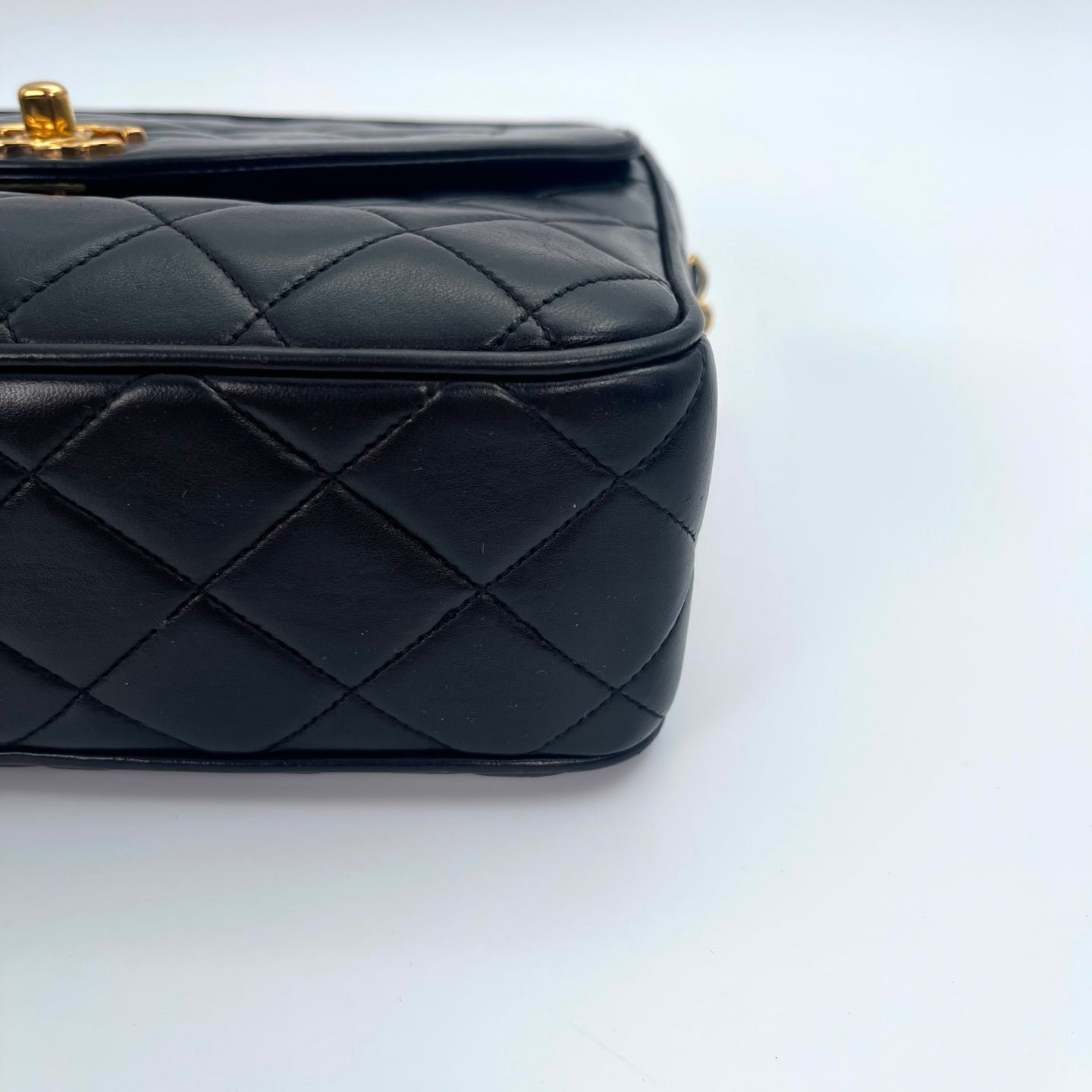 Chanel Black Lambskin Gold Ball Tassel Carved Camera Chain Bag [Used]