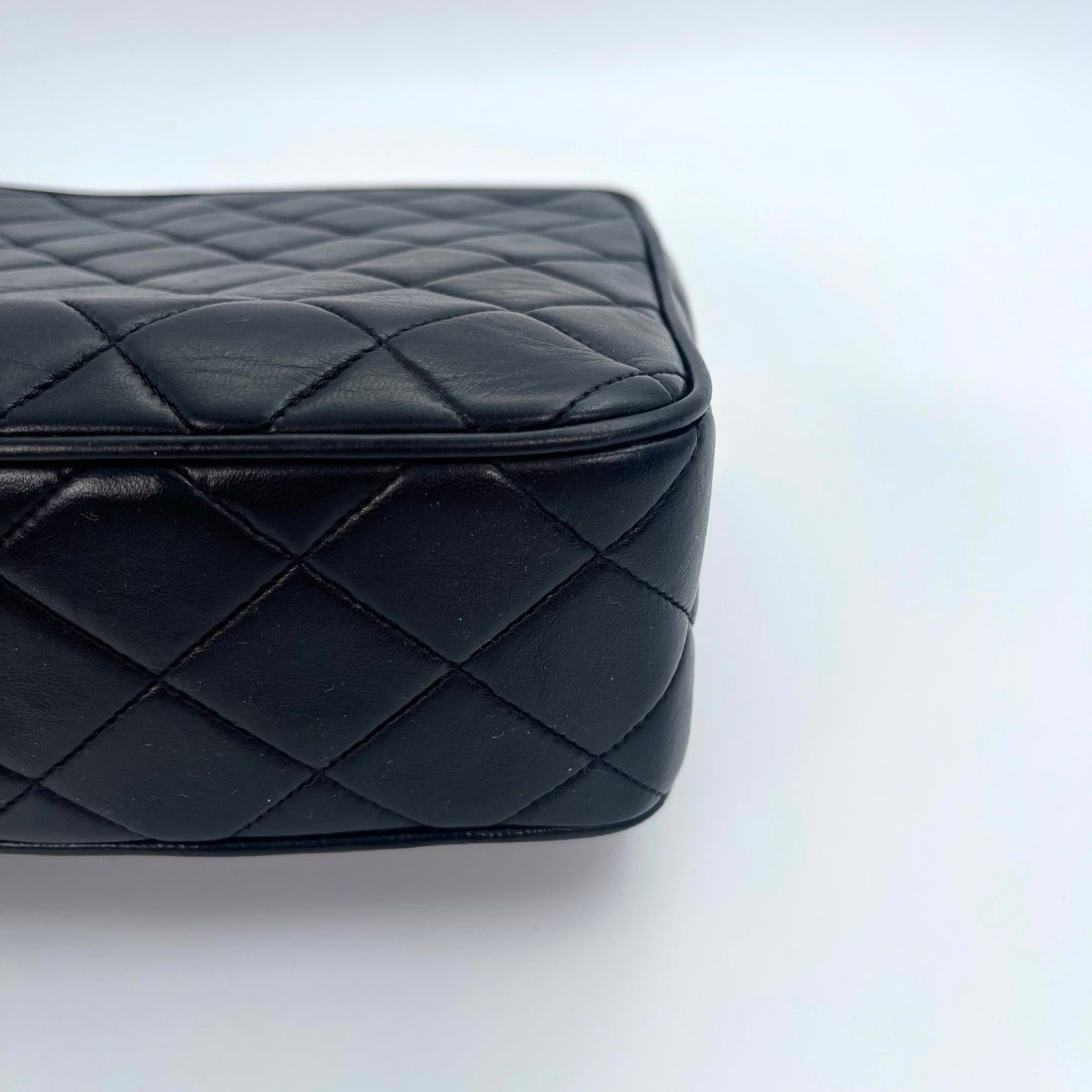 Chanel Black Lambskin Gold Ball Tassel Carved Camera Chain Bag [Used]