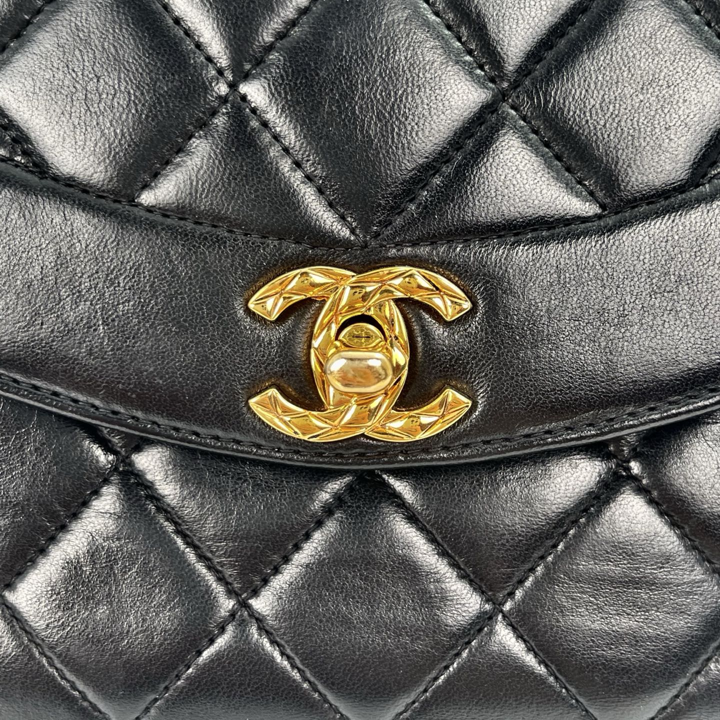 Chanel Black Lambskin Gold Ball Tassel Carved Camera Chain Bag [Used]