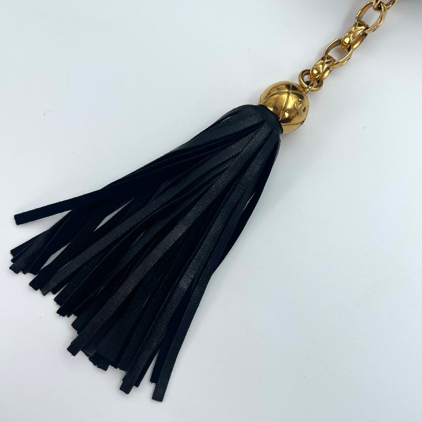 Chanel Black Lambskin Gold Ball Tassel Carved Camera Chain Bag [Used]